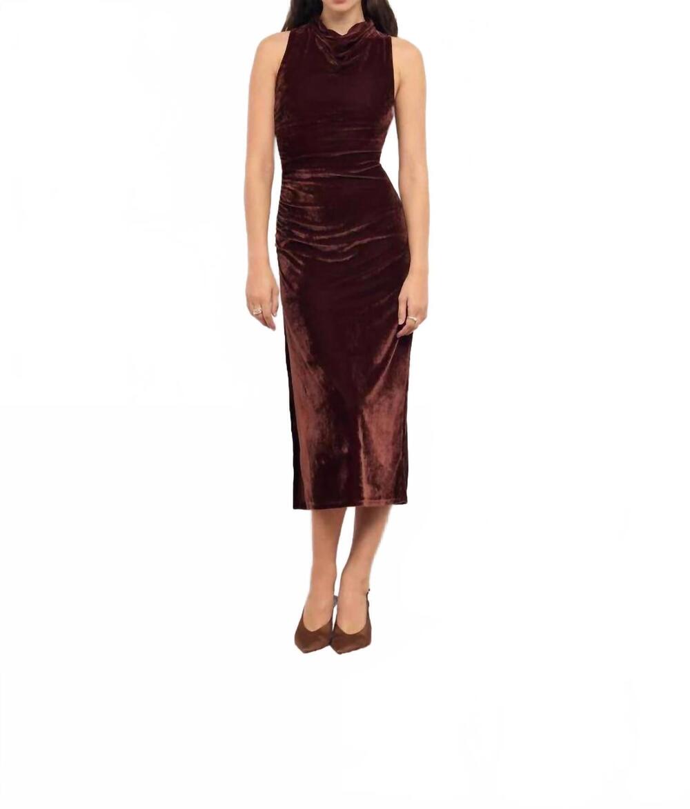NEW MINKPINK sonja velvet midi dress in chocolate